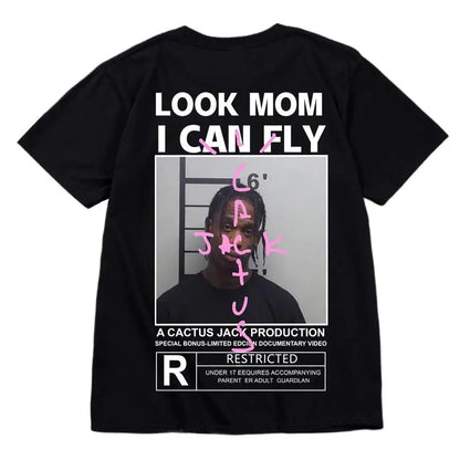 HOT SALE Cactus Jack T-Shirt High Quality Cotton Men Women LOOK MOM I CAN FLY Tee ASTROWORLD Hip Hop Short Sleeve Tshirts Tops