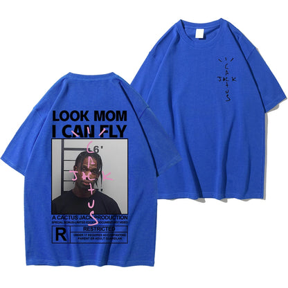 HOT SALE Cactus Jack T-Shirt High Quality Cotton Men Women LOOK MOM I CAN FLY Tee ASTROWORLD Hip Hop Short Sleeve Tshirts Tops