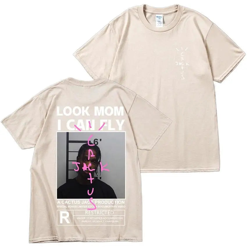 HOT SALE Cactus Jack T-Shirt High Quality Cotton Men Women LOOK MOM I CAN FLY Tee ASTROWORLD Hip Hop Short Sleeve Tshirts Tops